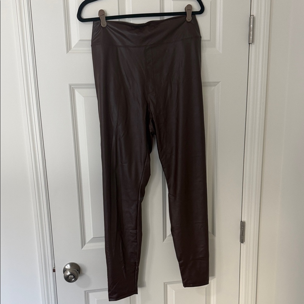 Women's Brown Leather Leggings